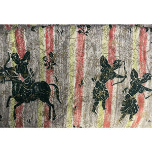 Vintage Midcentury CoFabCo Barkcloth Fabric 4yds 46"w Gold Kashmir Pattern